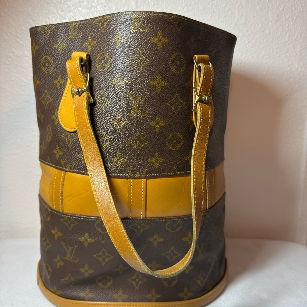 Louis Vuitton Brown and Gold Monogram Bucket Bag